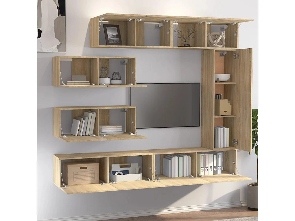 Garden Furniture -  Set de muebles para TV 7 pzas madera contrachapada roble Sonoma