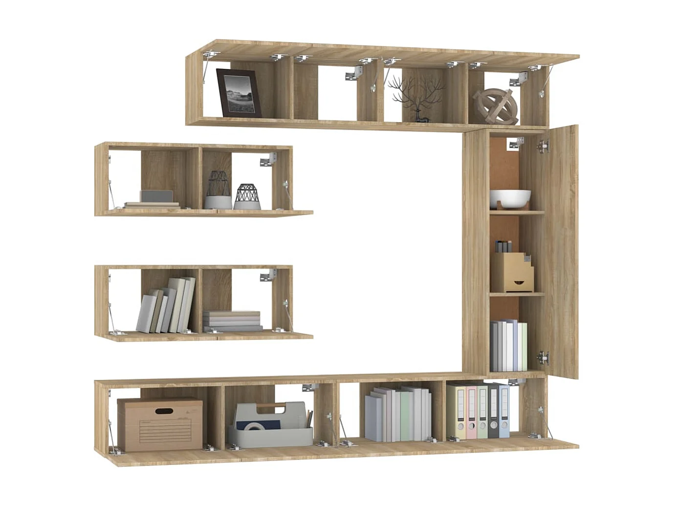 Garden Furniture -  Set de muebles para TV 7 pzas madera contrachapada roble Sonoma