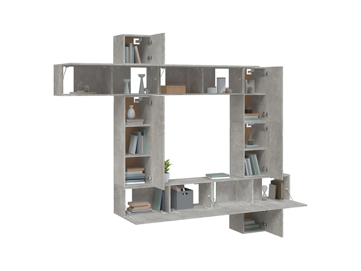 Manal  Ensemble de meubles TV 9 pcs Gris béton Bois d'ingénierie