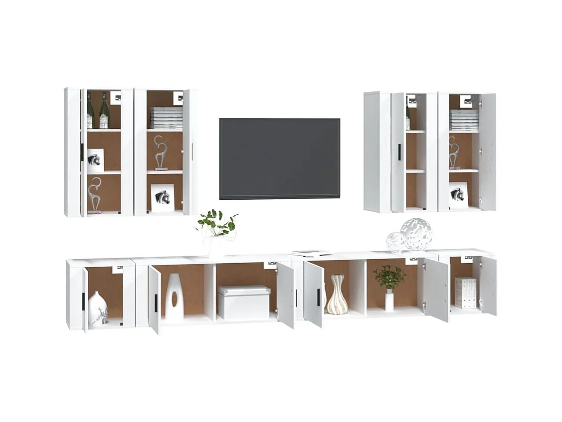 Clarion  Ensemble de meubles TV 8 pcs Blanc Bois d'ingénierie