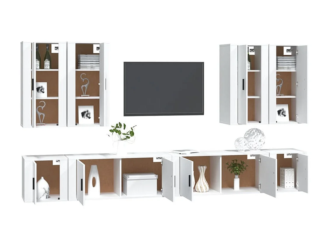 Clarion  8-delige Tv-meubelset bewerkt hout wit