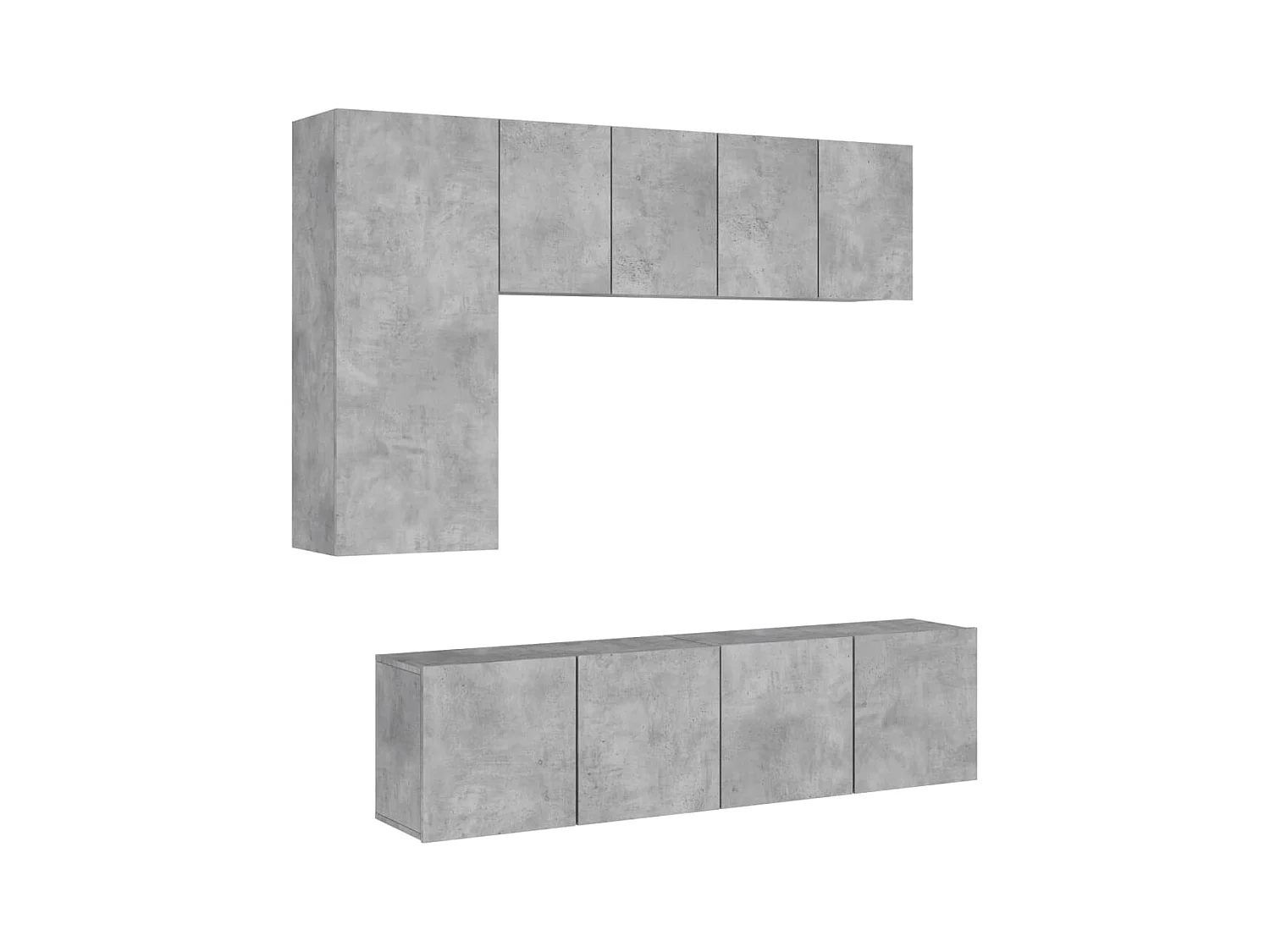 Xalindra  Unités murales TV 5 pcs gris béton bois d'ingénierie