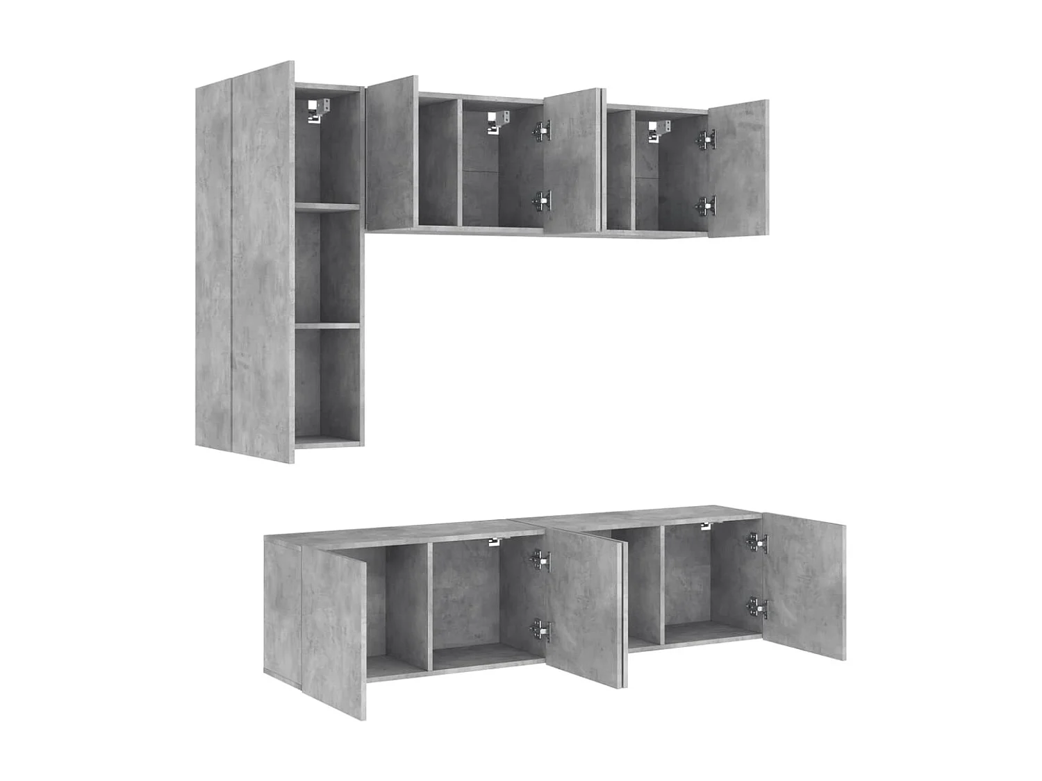 Xalindra  Unités murales TV 5 pcs gris béton bois d'ingénierie