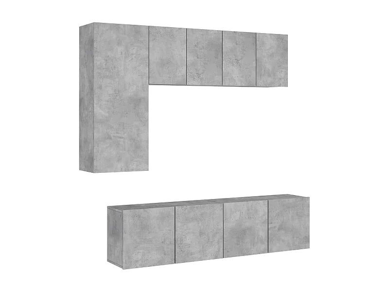 Xalindra  Unités murales TV 5 pcs gris béton bois d'ingénierie
