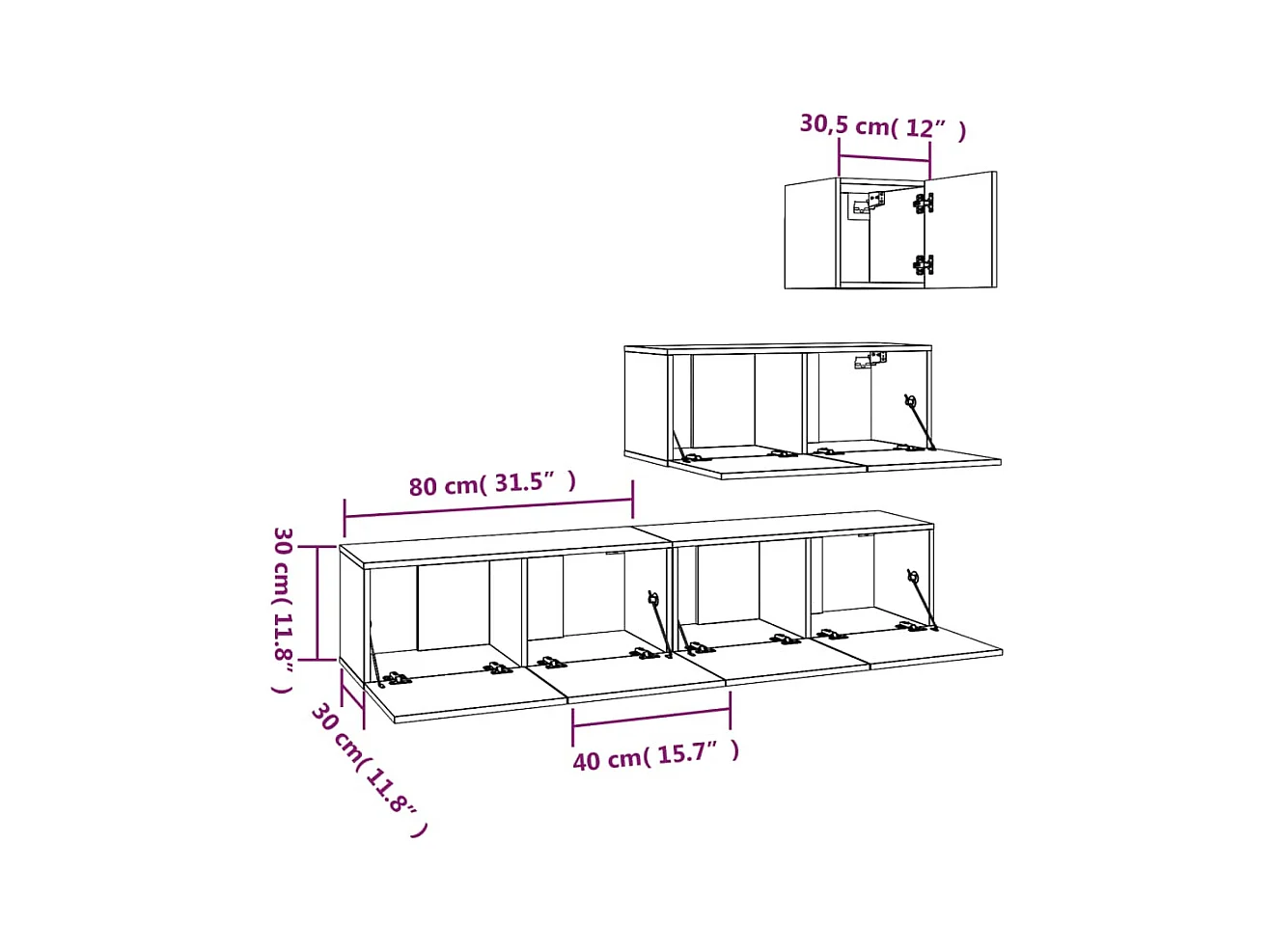 Jean-Louis  Ensemble de meubles TV 4 pcs Blanc Bois d'ingénierie