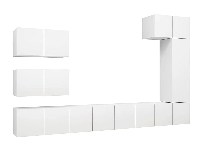 Lois  8-delige Tv-meubelset bewerkt hout wit