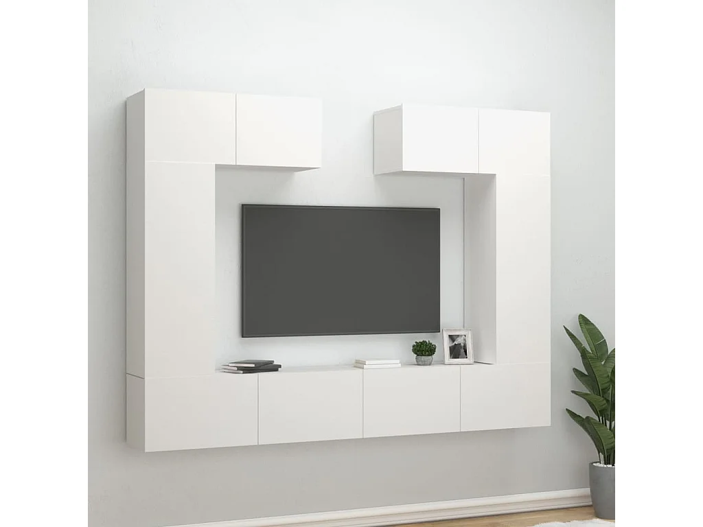 Nawal  Ensemble de meubles TV 6 pcs Blanc Bois d'ingénierie