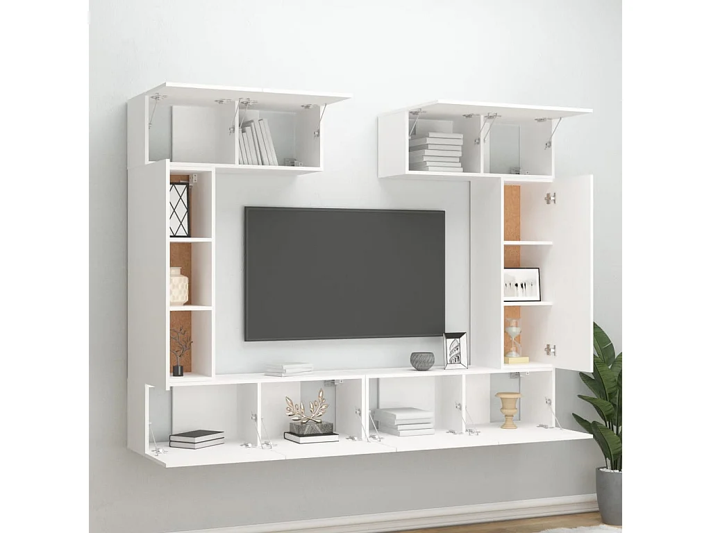 Nawal  Ensemble de meubles TV 6 pcs Blanc Bois d'ingénierie
