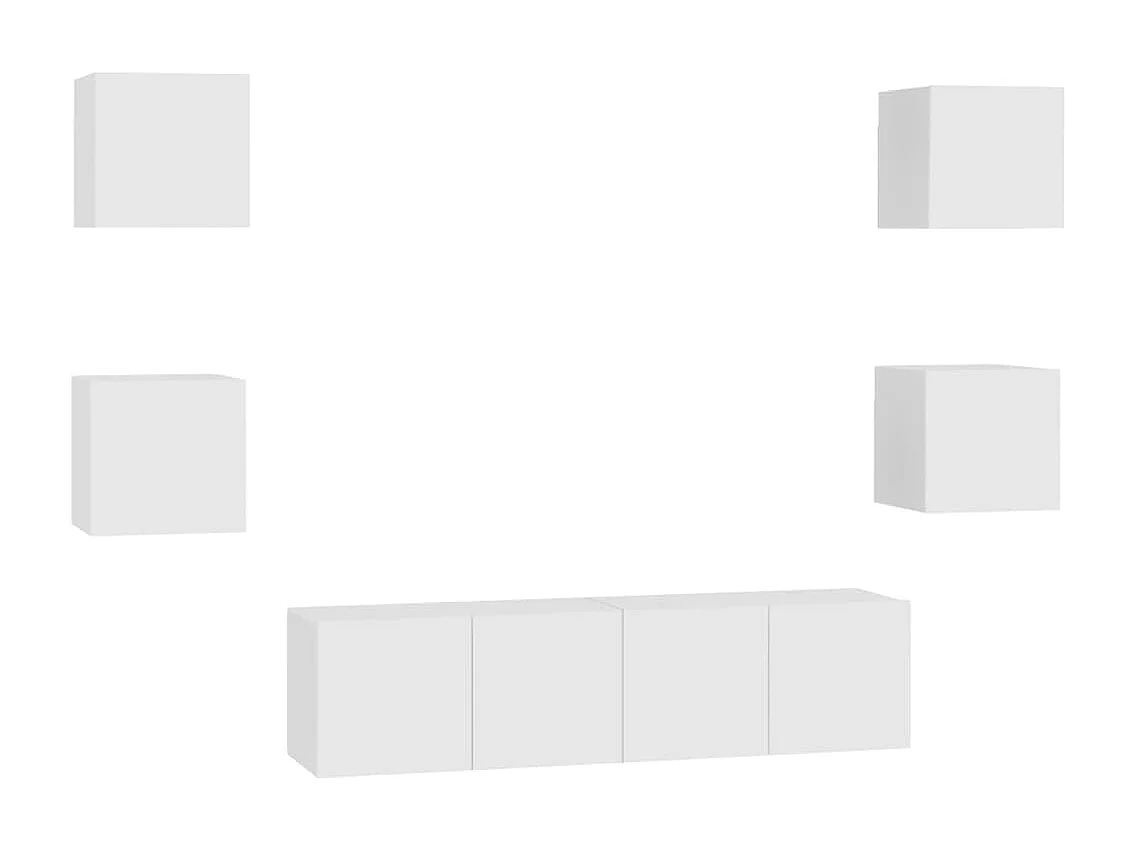 Iseline  Ensemble de meubles TV 6 pcs Blanc Bois d'ingénierie