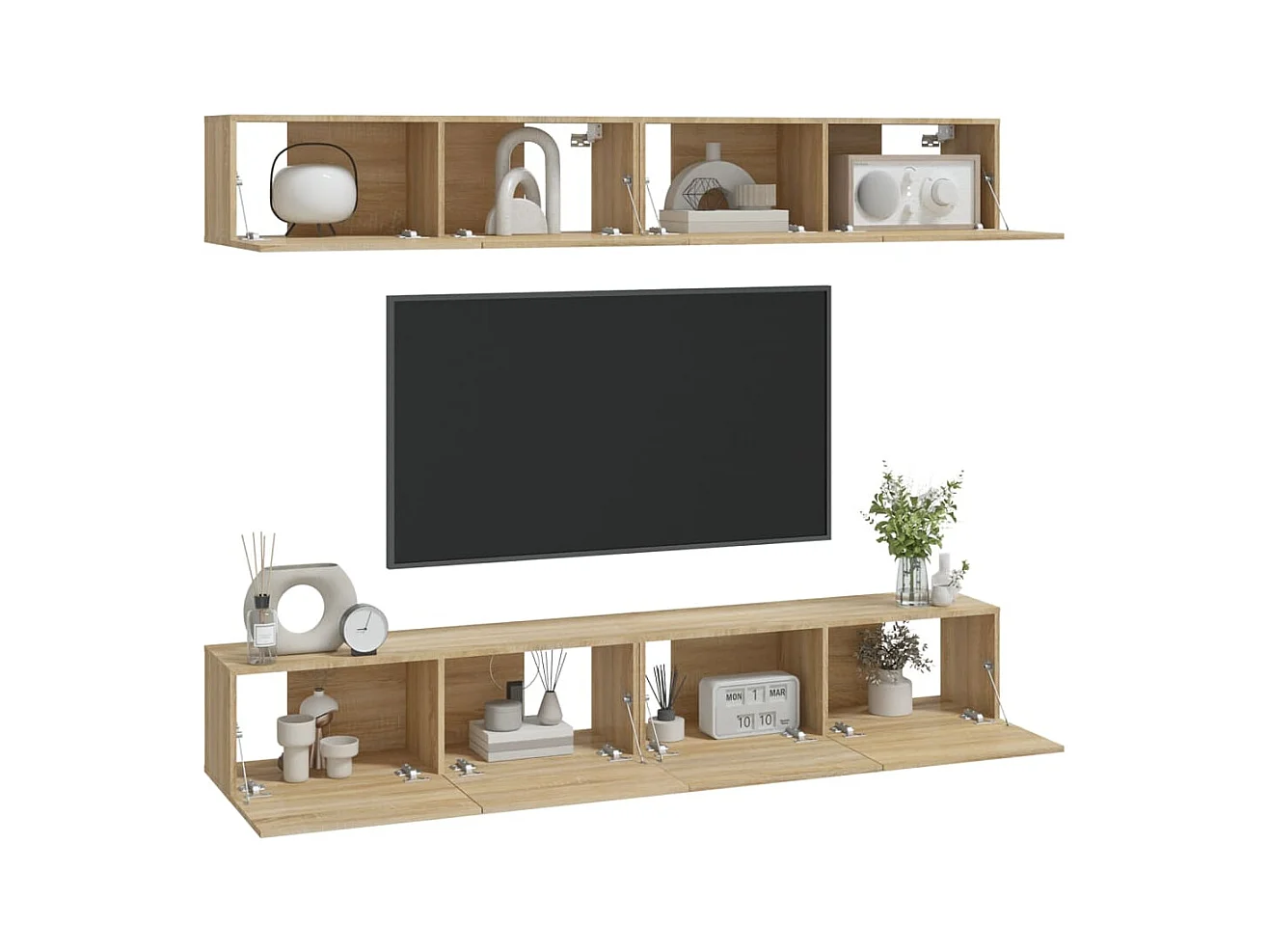 Assumption  Meubles TV muraux 4 pcs chêne sonoma 100x30x30 cm