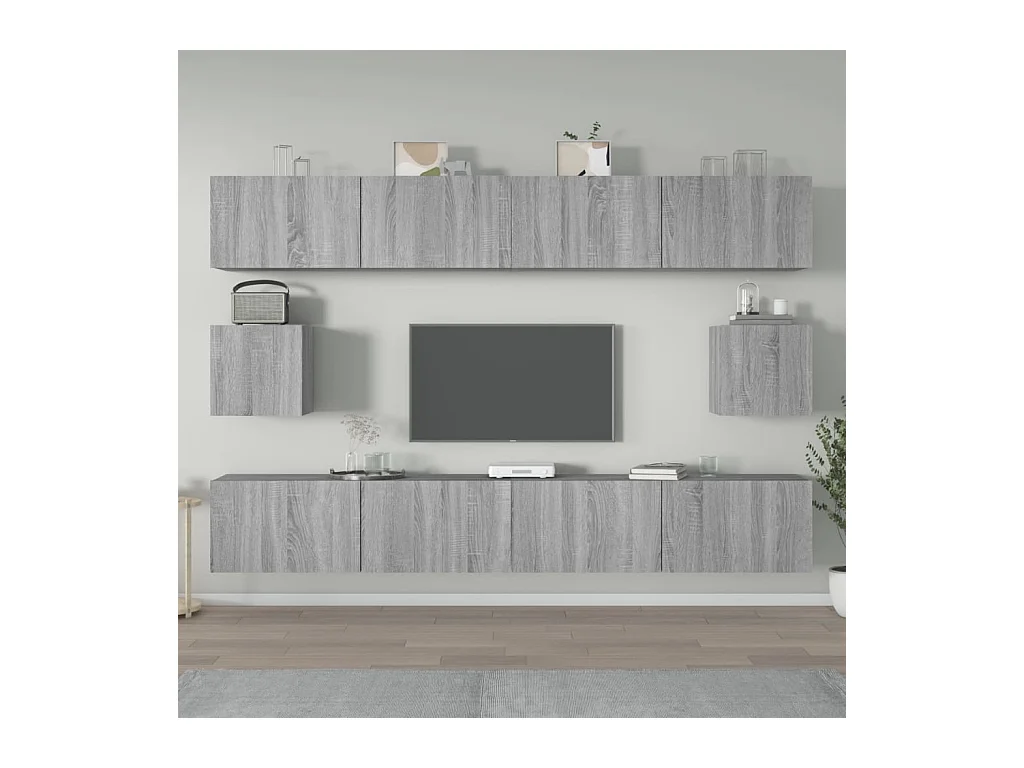 Hollola  Ensemble de meubles TV 6 pcs Sonoma gris Bois d'ingénierie
