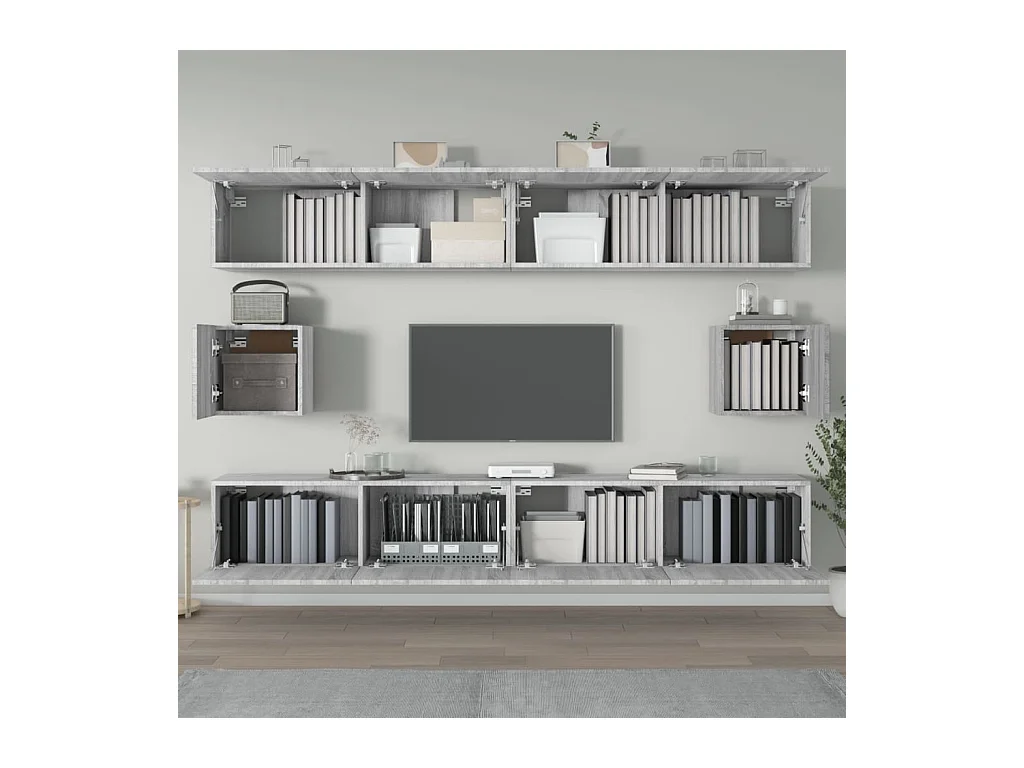 Hollola  Ensemble de meubles TV 6 pcs Sonoma gris Bois d'ingénierie