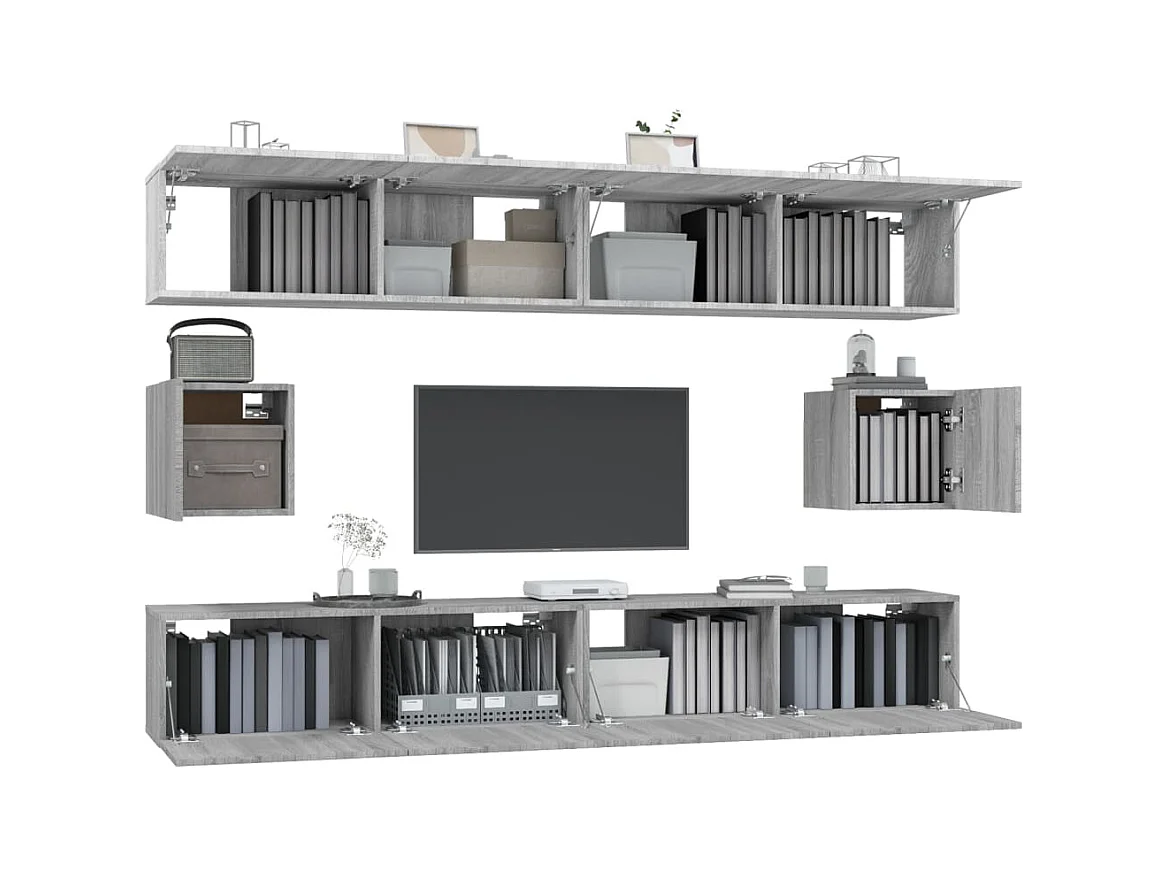 Hollola  Ensemble de meubles TV 6 pcs Sonoma gris Bois d'ingénierie
