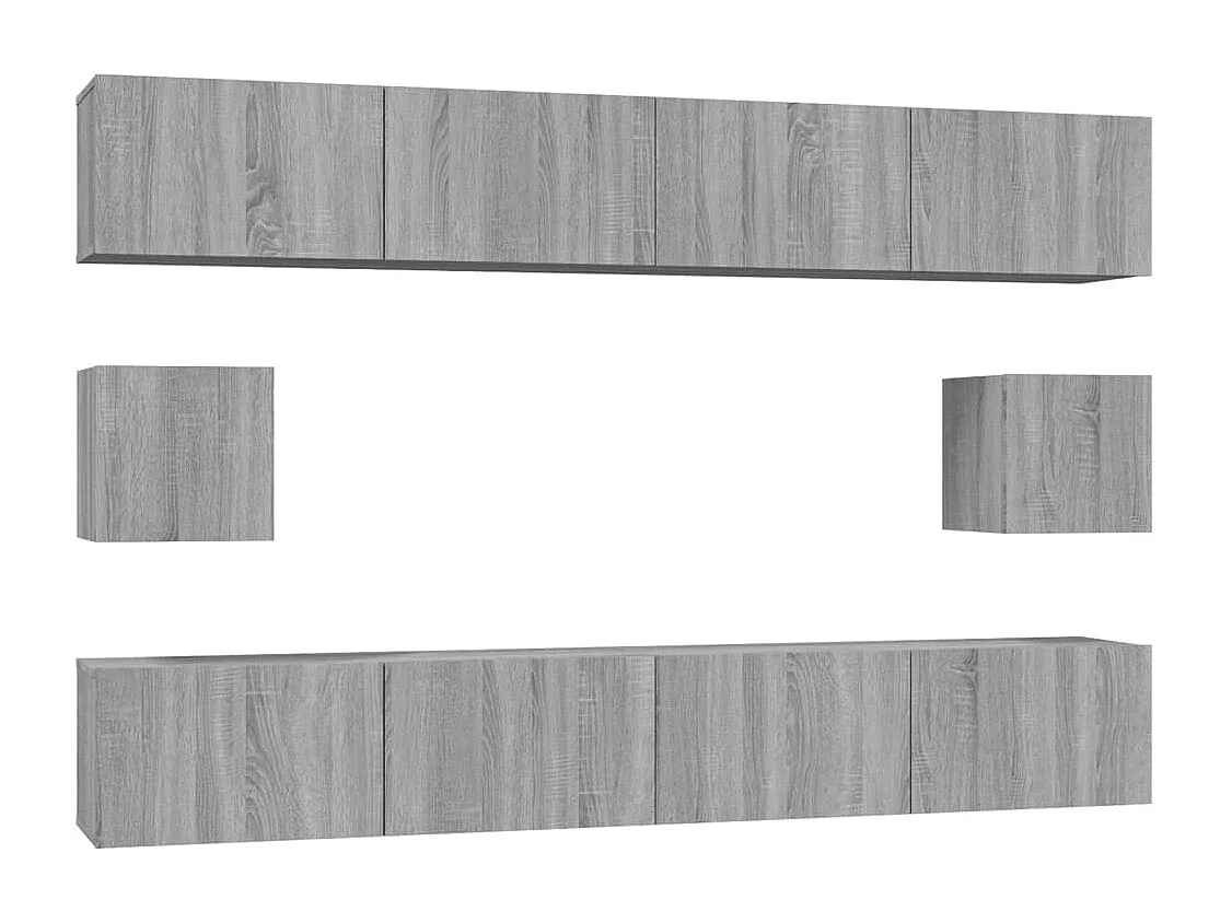 Hollola  Set de muebles para TV 6 pzas madera contrachapada gris Sonoma