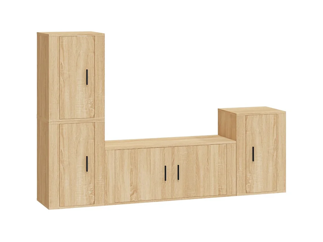 Albert-Etienne  Set de muebles para TV 4 pzas madera contrachapada roble Sonoma