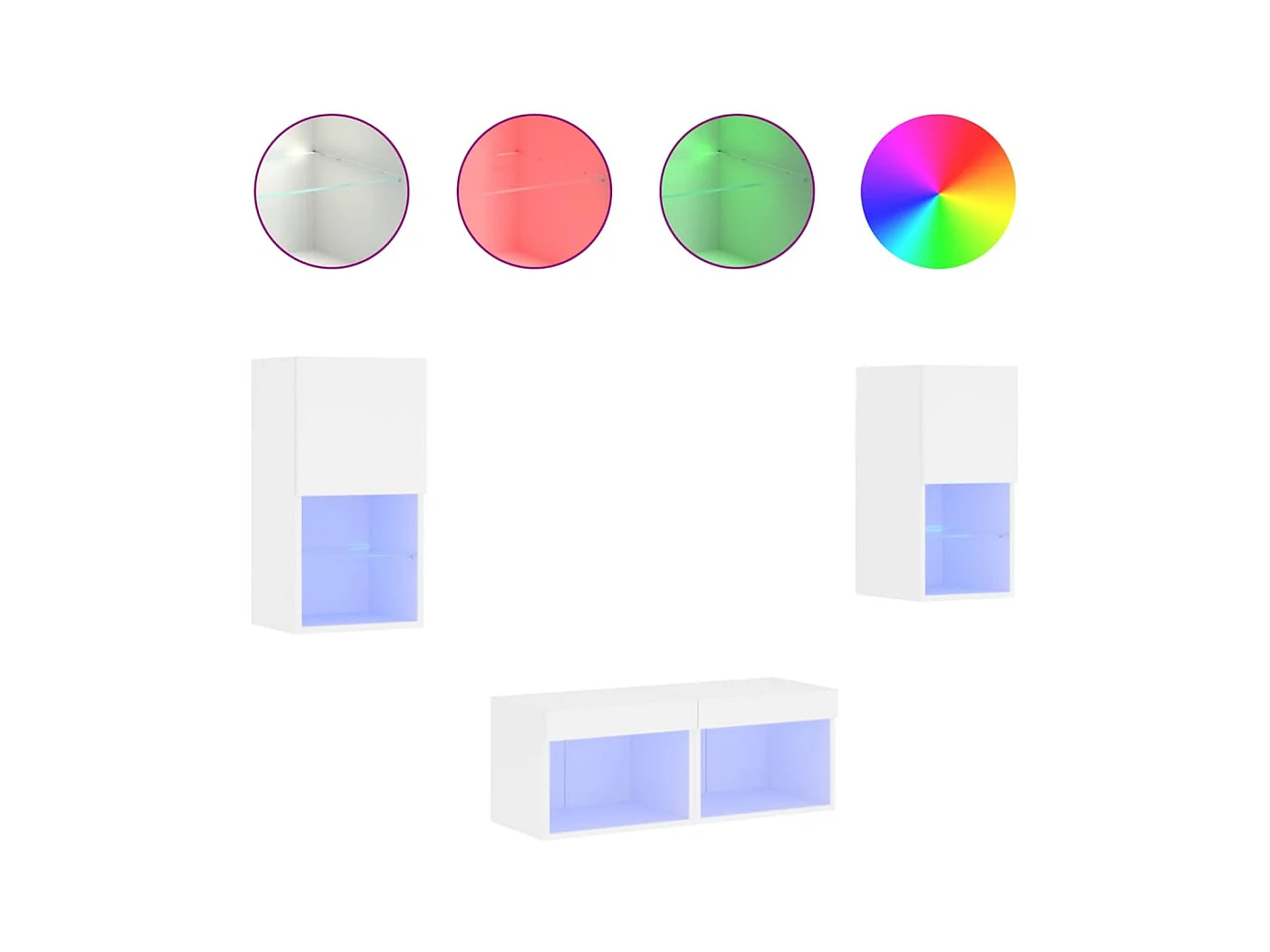 Cecilia Fernanda  Meuble TV muraux 4 pcs avec lumières LED blanc