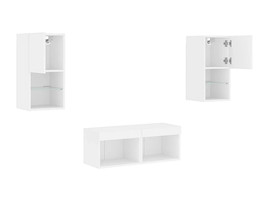 Cecilia Fernanda  Meuble TV muraux 4 pcs avec lumières LED blanc