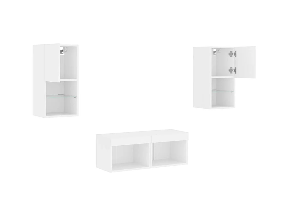 Cecilia Fernanda  Meuble TV muraux 4 pcs avec lumières LED blanc