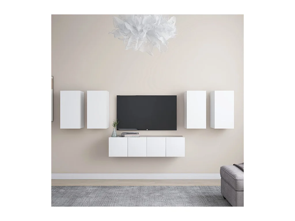 Uzal  Ensemble de meubles TV 6 pcs Blanc Bois d'ingénierie