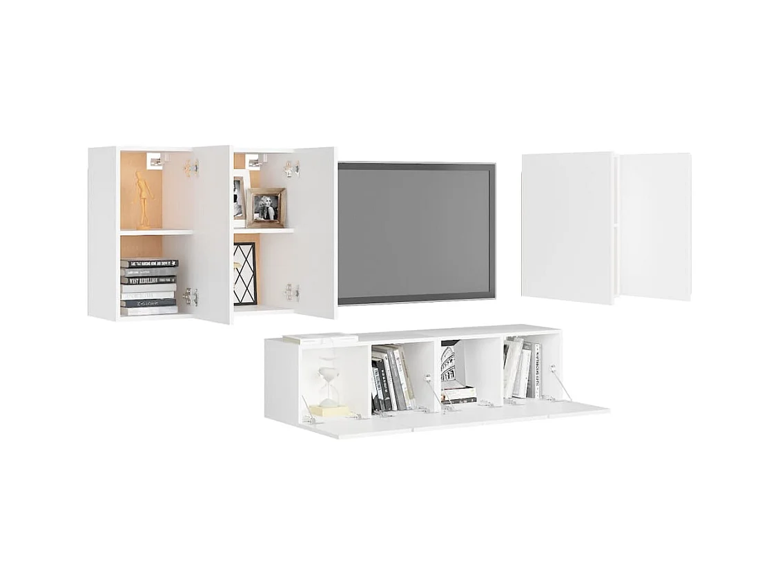 Uzal  Ensemble de meubles TV 6 pcs Blanc Bois d'ingénierie