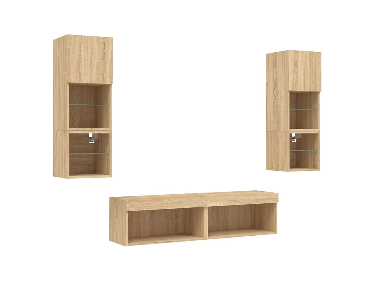 Volar  Unités murales TV avec LED 6 pcs chêne sonoma bois d'ingénierie