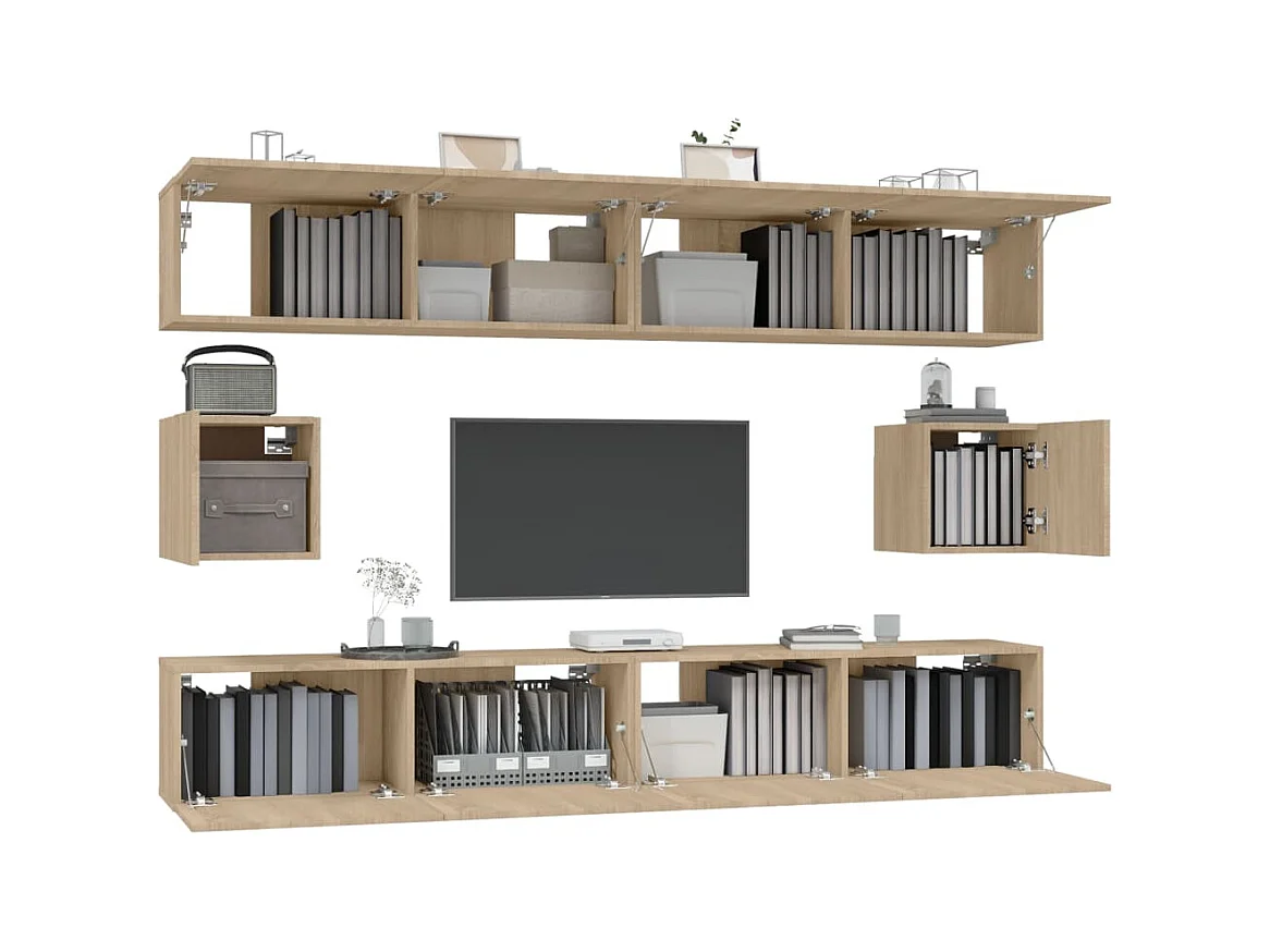Hollola  Ensemble de meubles TV 6 pcs Chêne sonoma Bois d'ingénierie