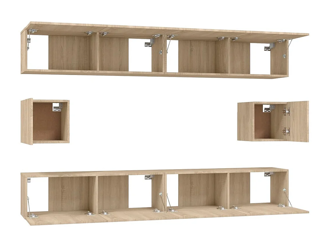 Hollola  6-delige Tv-meubelset bewerkt hout sonoma eikenkleurig