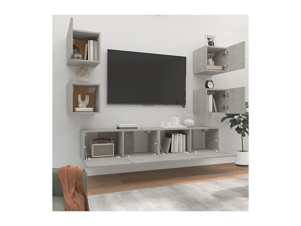 Azra  Ensemble de meubles TV 6 pcs Gris béton Bois d'ingénierie