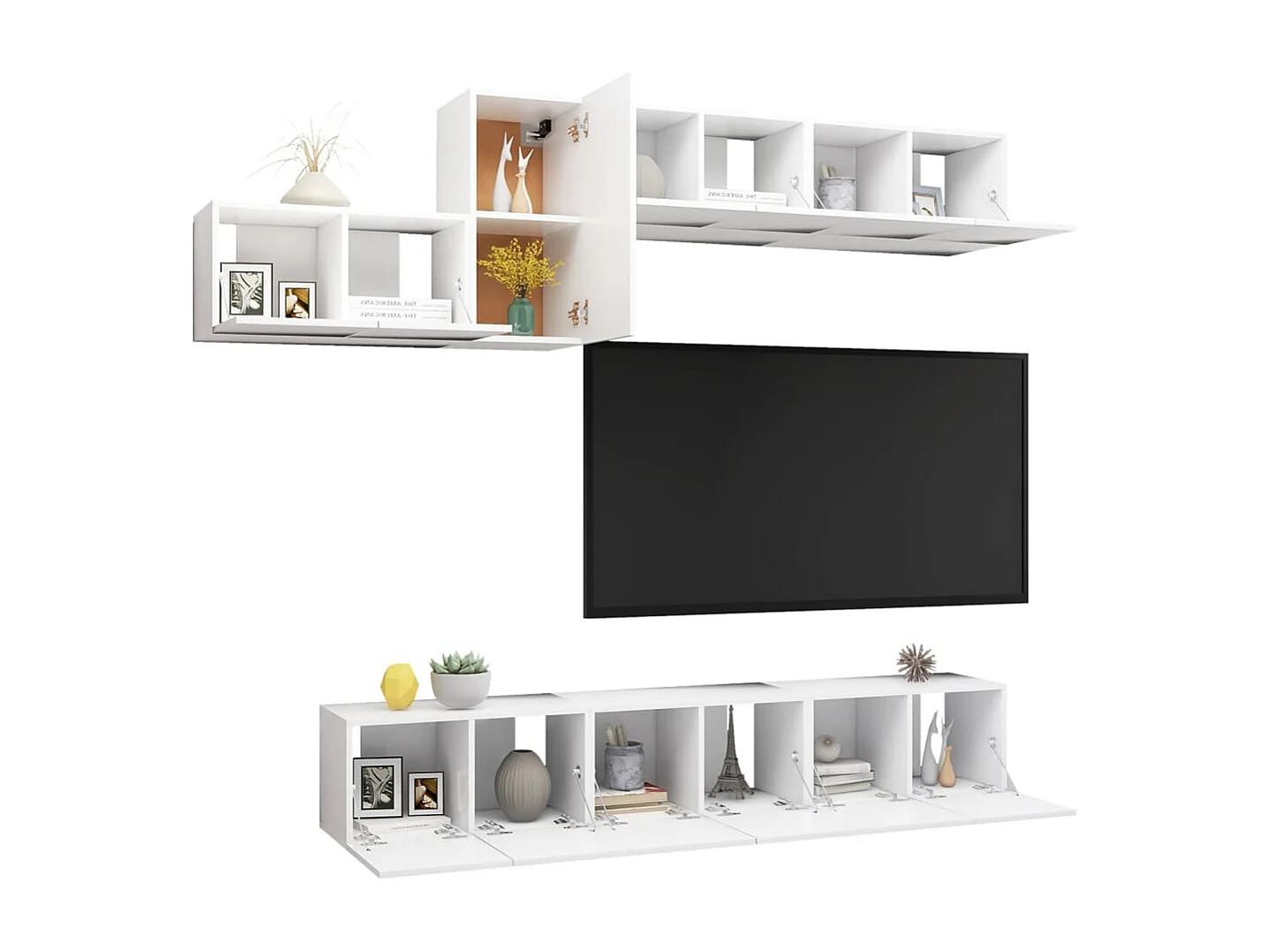 Claudia Isabel  Ensemble de meubles TV 7 pcs Blanc Bois d'ingénierie