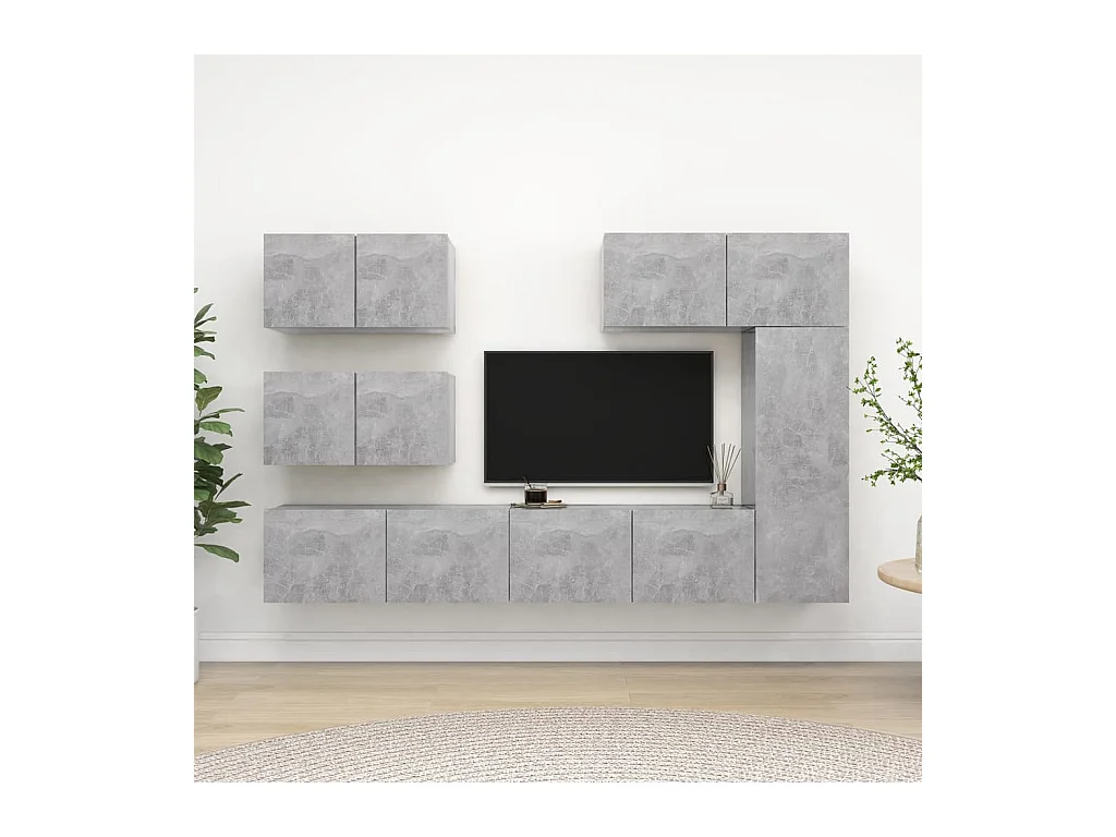 Lois  Ensemble de meubles TV 6 pcs Gris béton Bois d'ingénierie