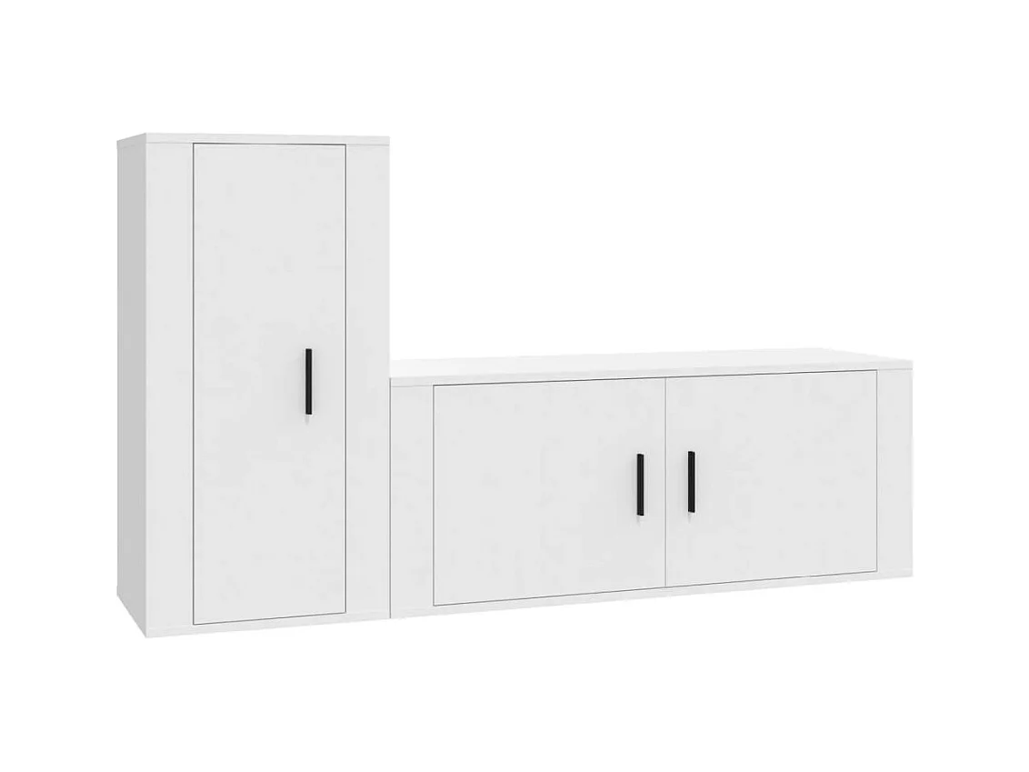 Dyrgar  Ensemble de meubles TV 2 pcs Blanc Bois d'ingénierie