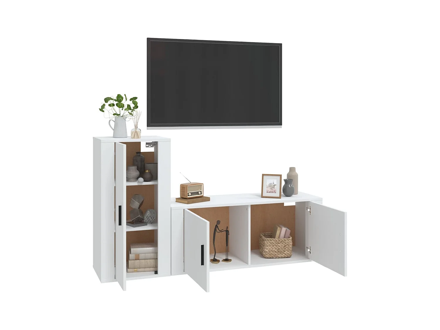 Dyrgar  2-delige Tv-meubelset bewerkt hout wit