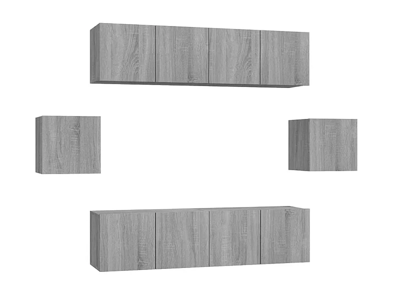 Hollola  Set de muebles para TV 6 pzas madera contrachapada gris Sonoma