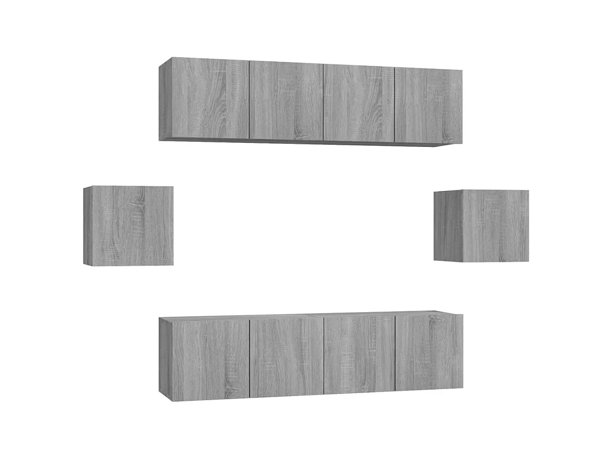 Hollola  Ensemble de meubles TV 6 pcs Sonoma gris Bois d'ingénierie