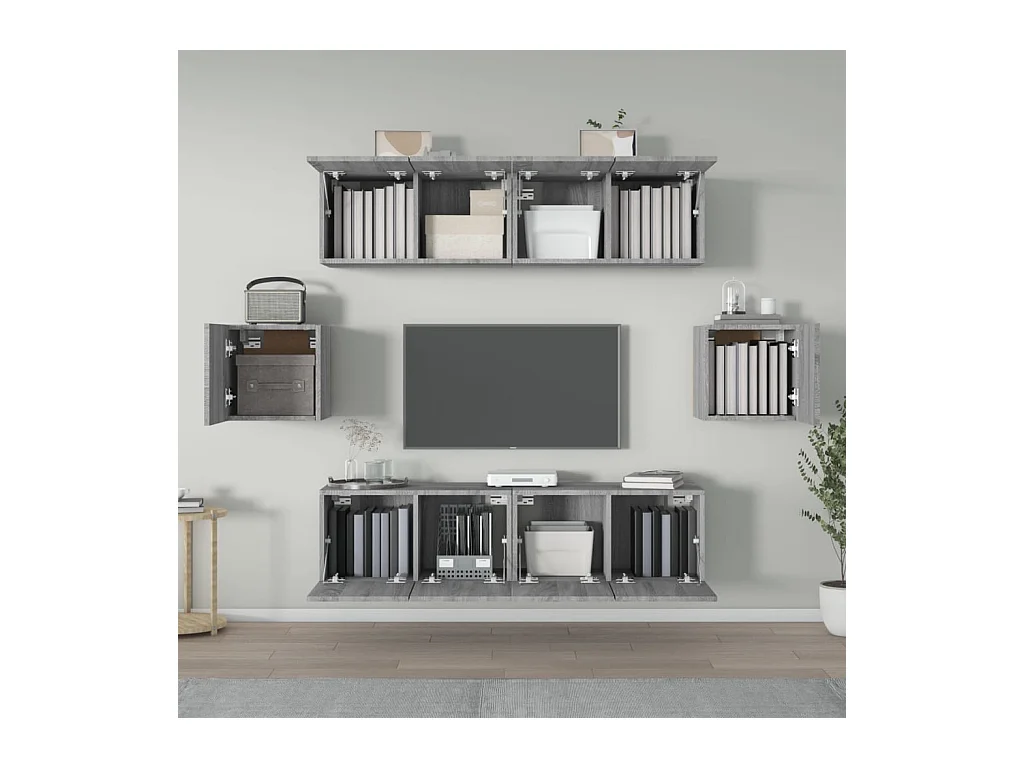 Hollola  Ensemble de meubles TV 6 pcs Sonoma gris Bois d'ingénierie