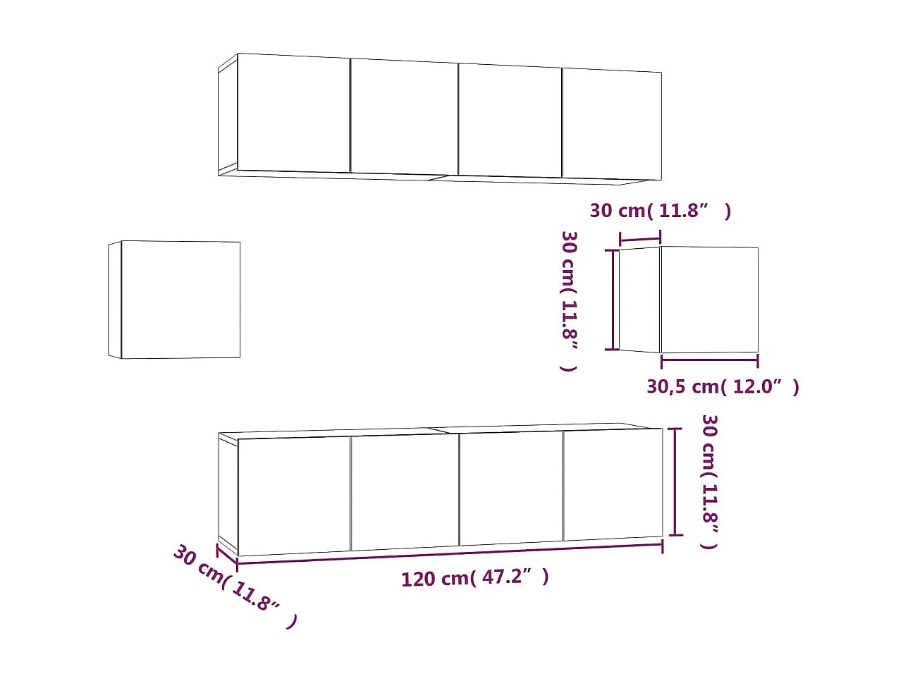 Hollola  Ensemble de meubles TV 6 pcs Sonoma gris Bois d'ingénierie