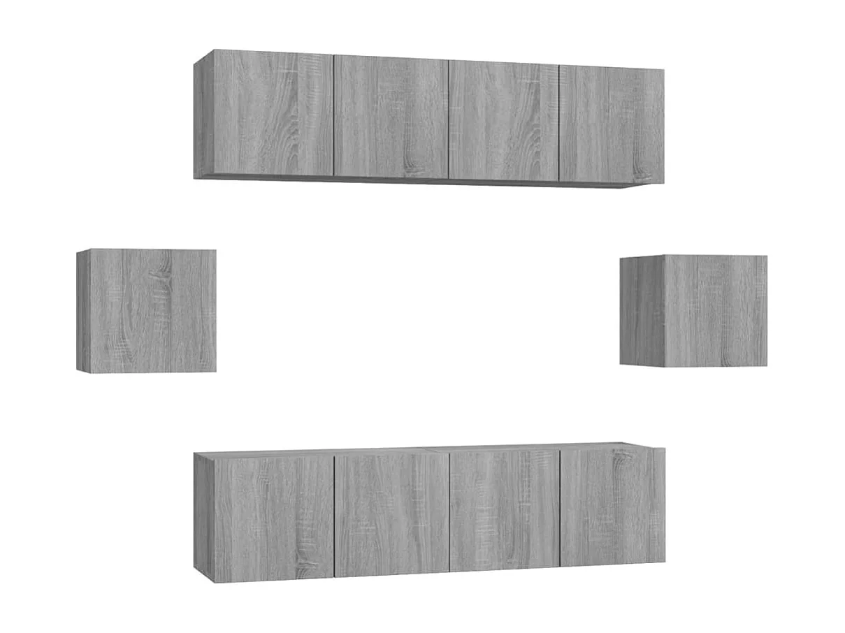 Hollola  Set de muebles para TV 6 pzas madera contrachapada gris Sonoma