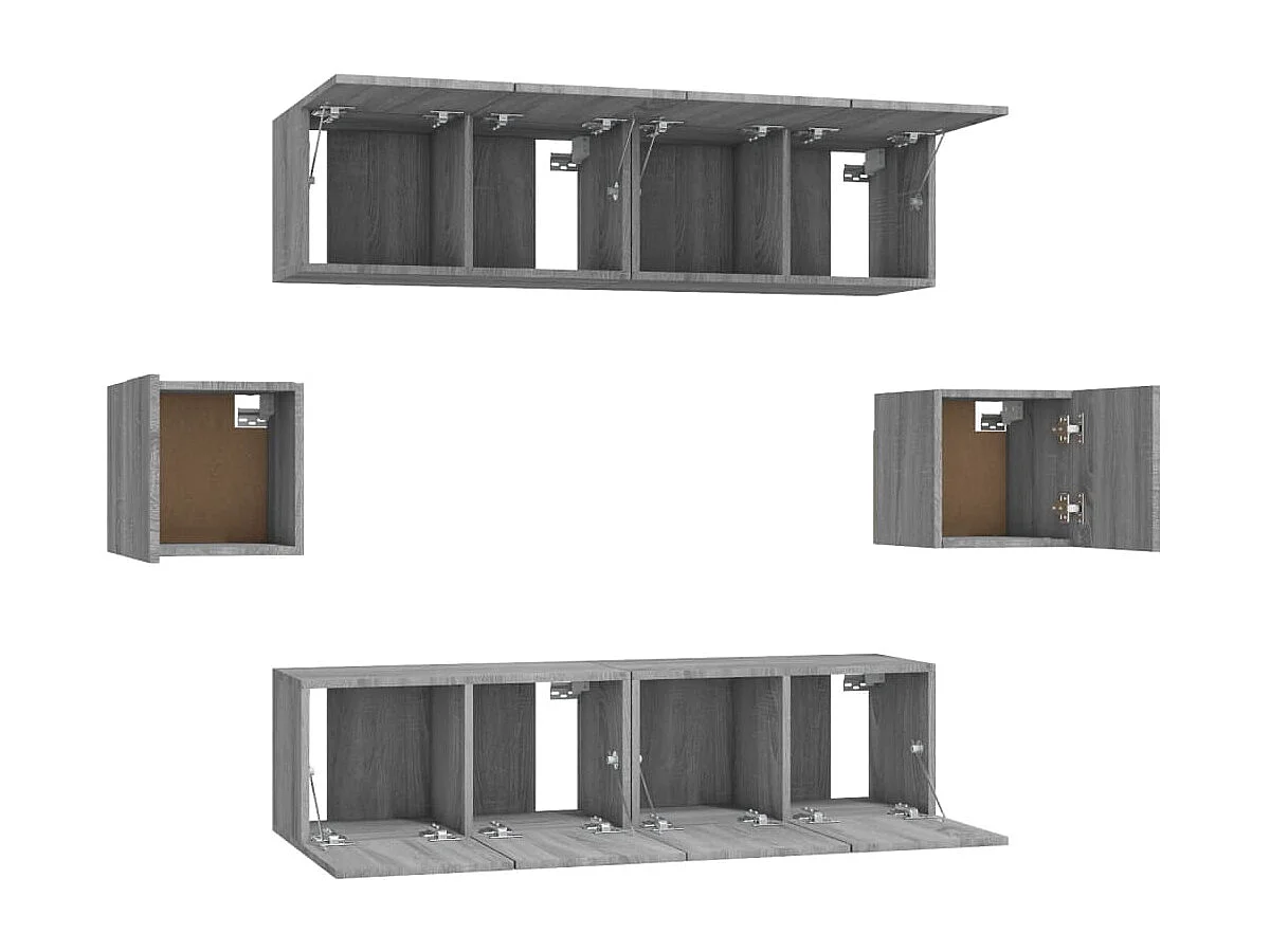 Hollola  Set de muebles para TV 6 pzas madera contrachapada gris Sonoma