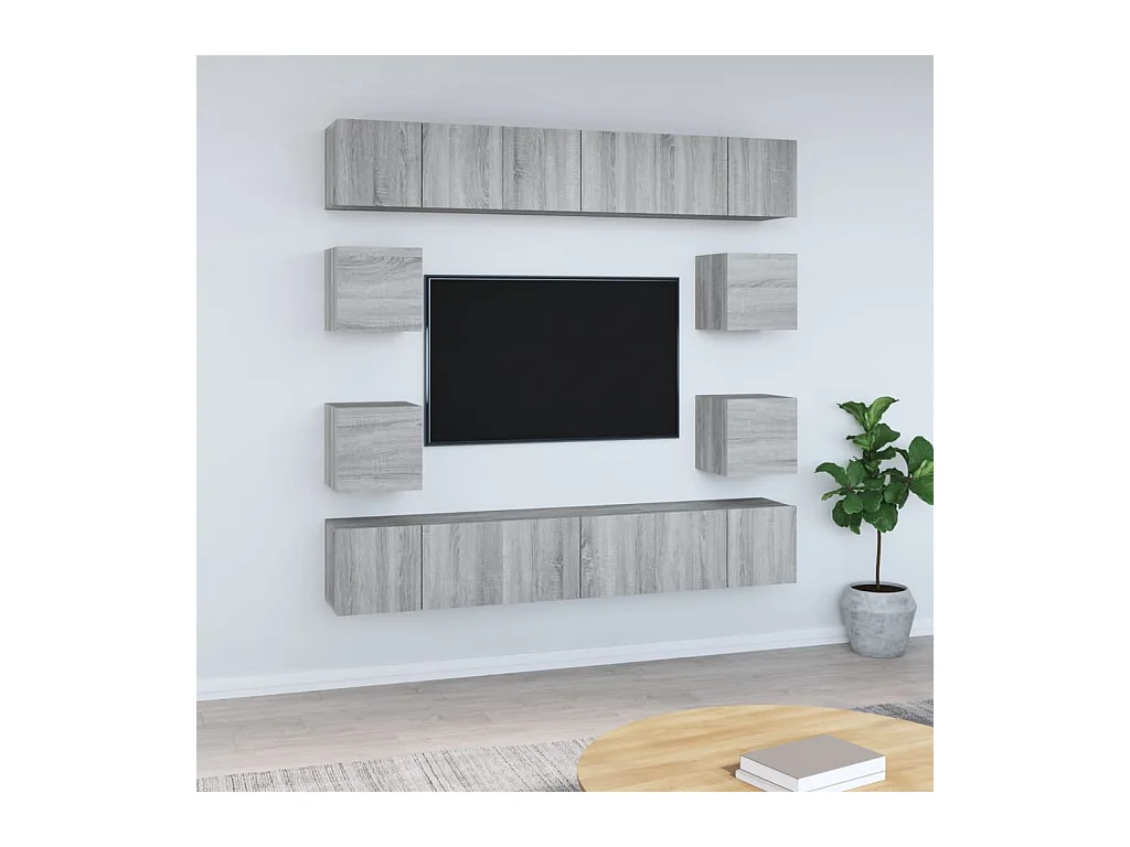 Clondalkin  Ensemble de meubles TV 10 pcs Sonoma gris Bois d'ingénierie