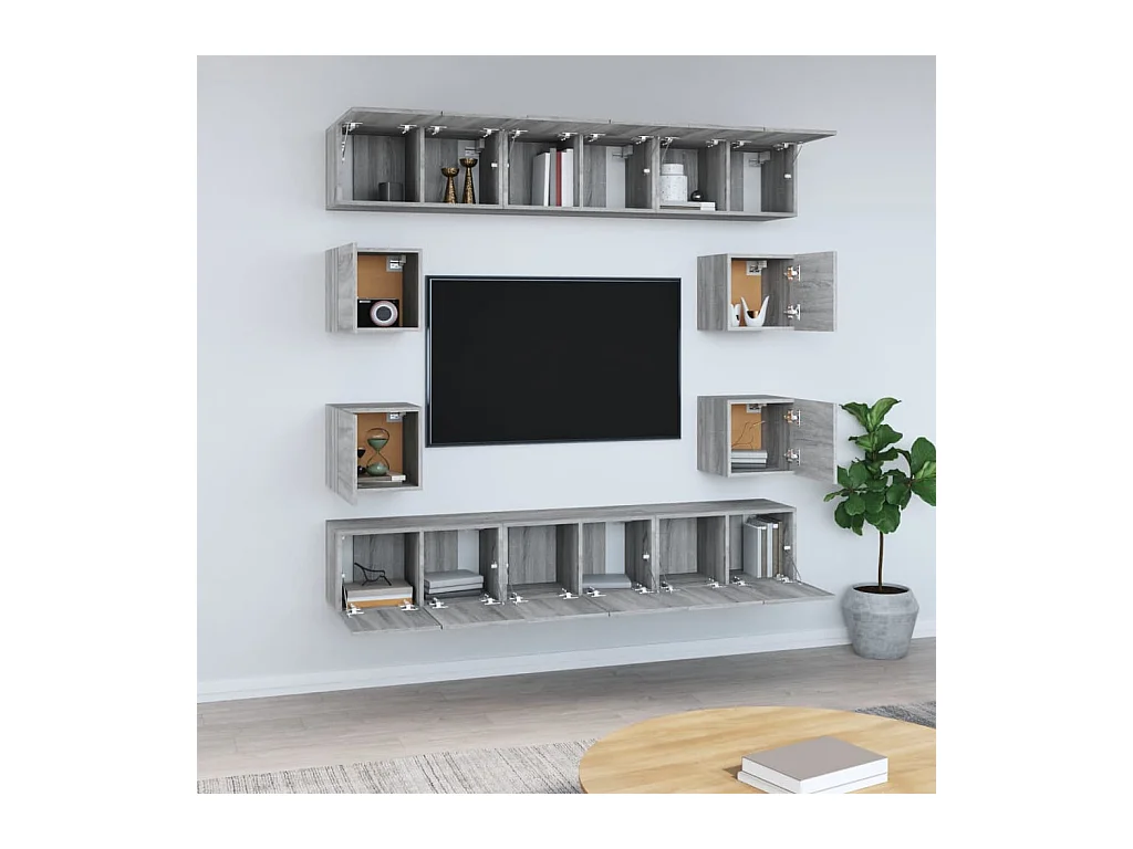 Clondalkin  Ensemble de meubles TV 10 pcs Sonoma gris Bois d'ingénierie