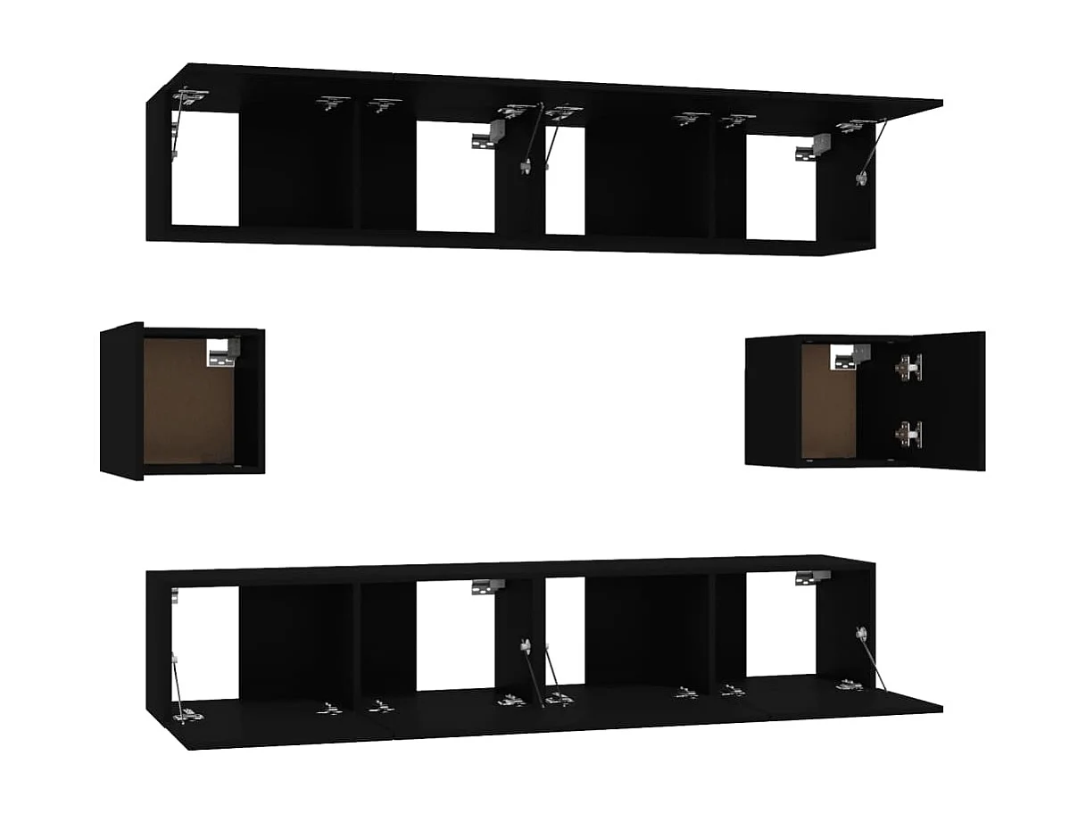 Hollola  Set de muebles para TV 6 piezas madera contrachapada negro