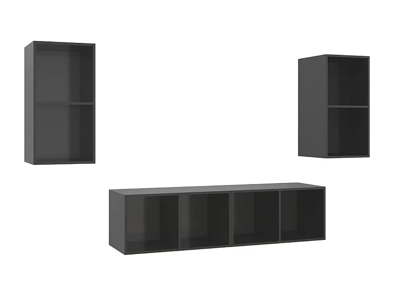 Kerlin  Tv-wandmeubelen 4 st spaanplaat hoogglans grijs