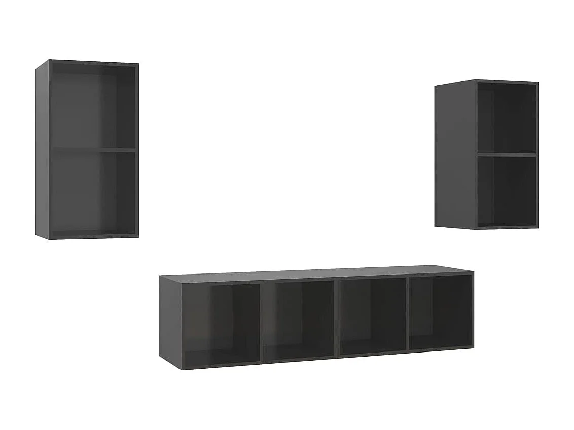 Kerlin  Muebles de salón de pared 4 pzas madera ingeniería gris brillo