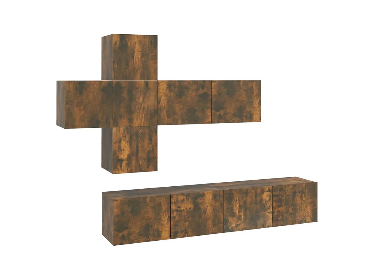 Evangelina  Ensemble de meubles TV 7 pcs Chêne fumé Bois d'ingénierie