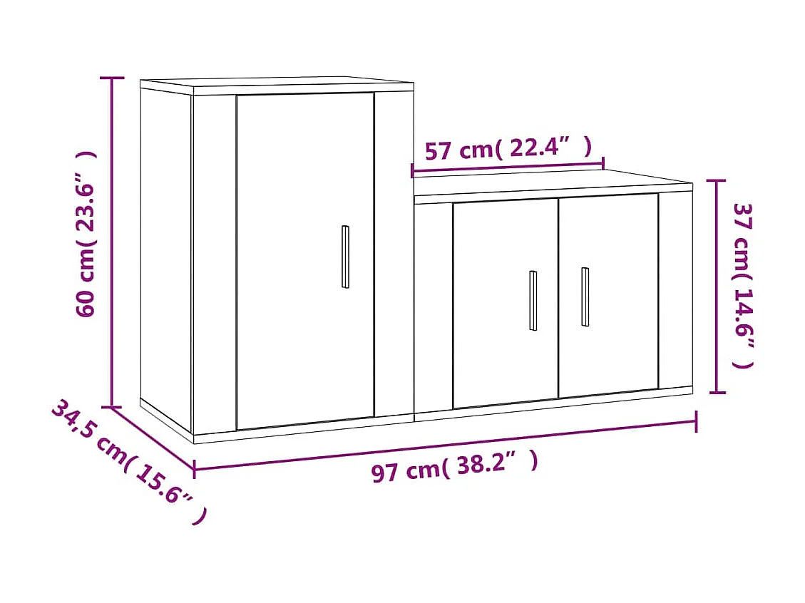 Bartlett  Ensemble de meubles TV 2 pcs Chêne marron Bois d'ingénierie