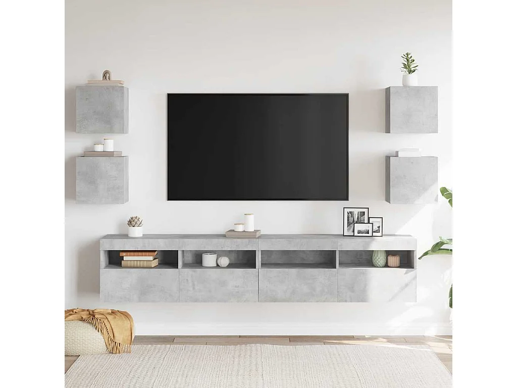 Ahakista  Meubles TV muraux 4 pcs Gris béton 30,5x30x30 cm