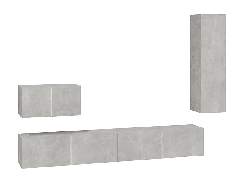 Elwin  Set de muebles de TV 4 pzas madera contrachapada gris hormigón