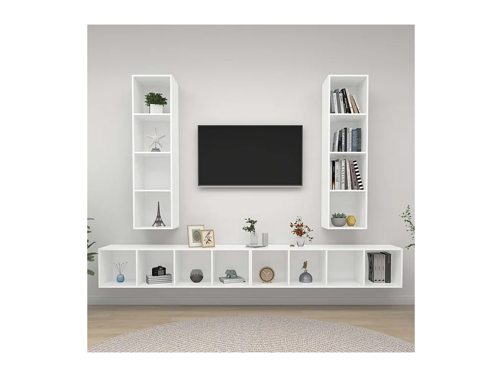 Grete Marie  Meubles TV muraux 4 pcs Blanc Bois d'ingénierie