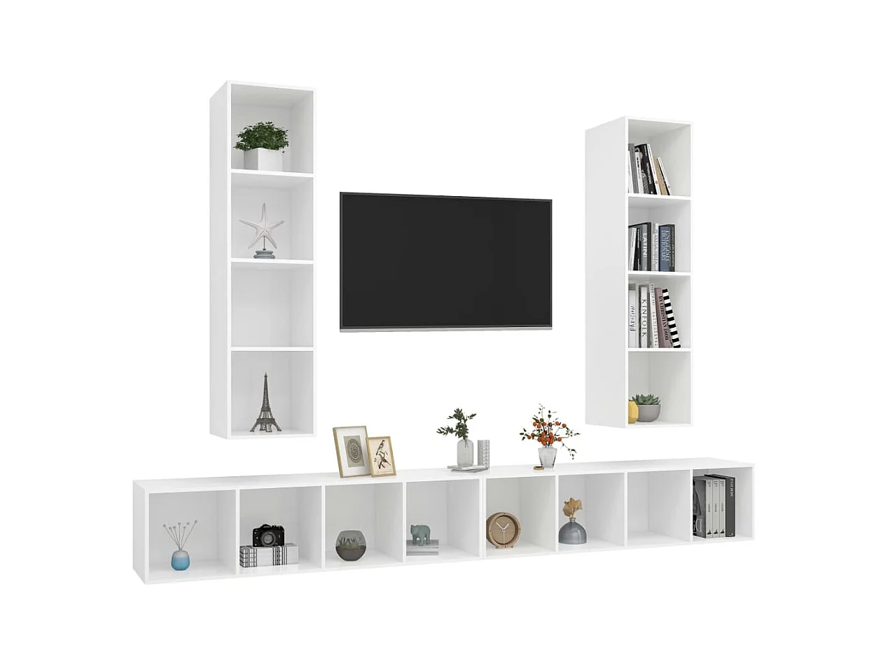 Grete Marie  Meubles TV muraux 4 pcs Blanc Bois d'ingénierie