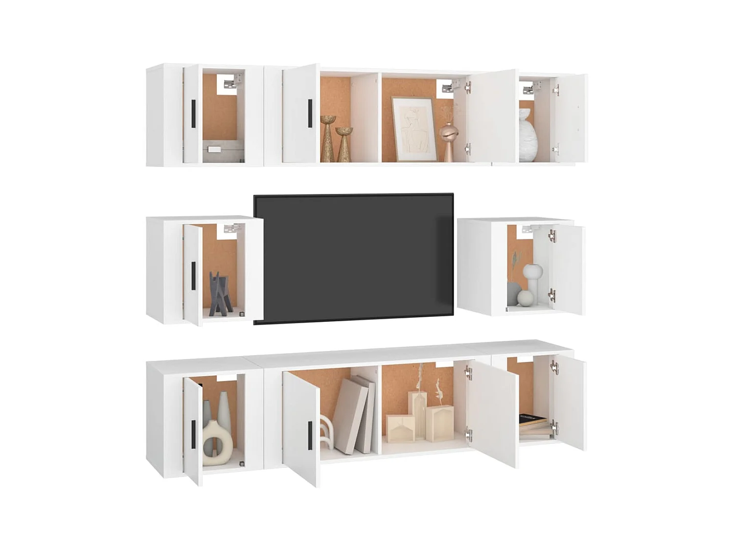 Ywar  Ensemble de meubles TV 8 pcs Blanc Bois d'ingénierie
